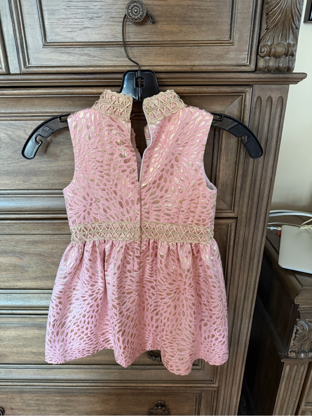 Lilly Pulitzer Pink Party Dress with Gold Trim